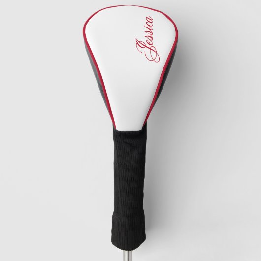 Elegant Rode Script Lettertype Golfheadcover (Voorkant)