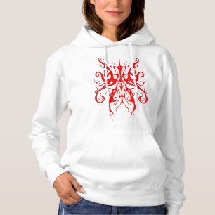 Elegant Rode Stam Masker Abstract Design Hoodie