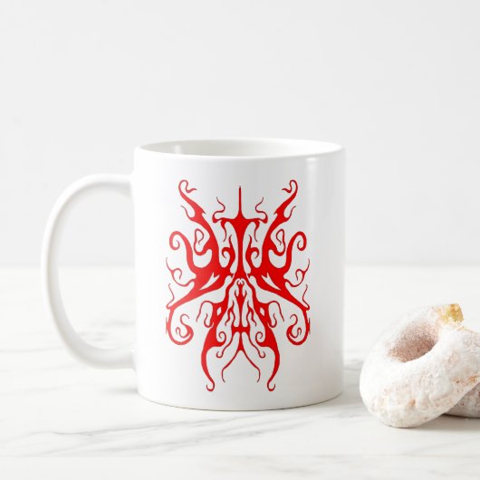 Elegant Rode Stam Masker Abstract Design Koffiemok (Met donut)