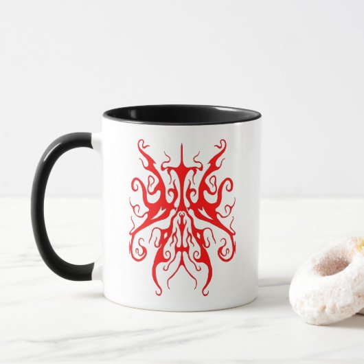 Elegant Rode Stam Masker Abstract Design Mok (Met donut)