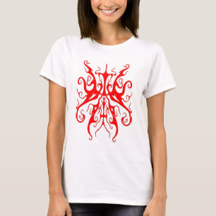 Elegant Rode Stam Masker Abstract Design T-shirt