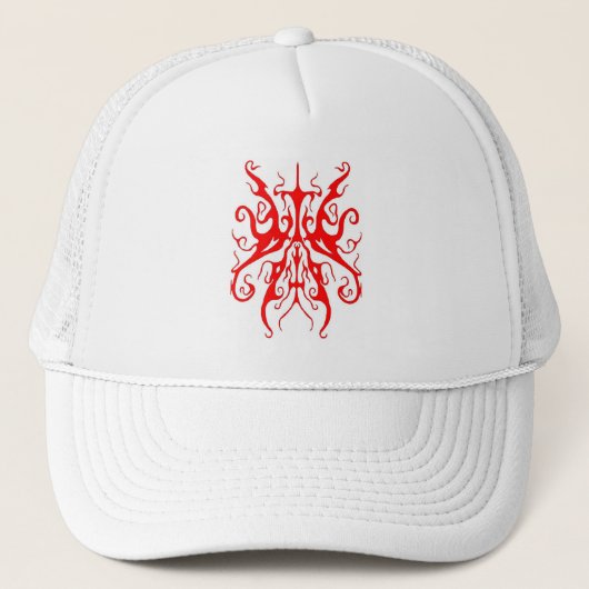 Elegant Rode Stam Masker Abstract Design Trucker Pet (Voorkant)