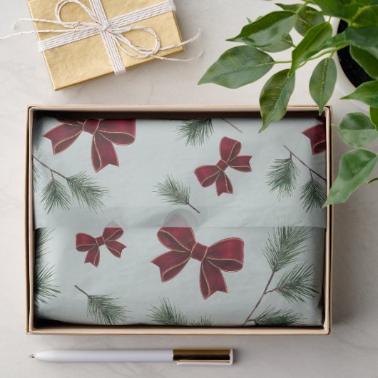 Elegant Rode Strik Kerstdis Papier (Geschenk)