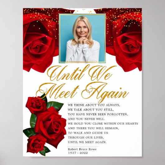 Elegant Rode Turkse Rozen Funeral Gedicht Bord Poster (Voorkant)