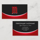 Elegant rode vormen op zwart monogram 3d effect visitekaartje (Voorkant / Achterkant)