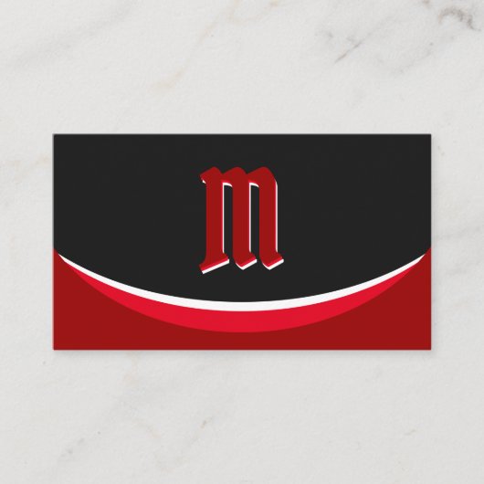 Elegant rode vormen op zwart monogram 3d effect visitekaartje (Voorkant)