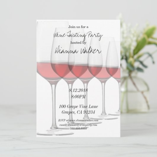 Elegant rode wijnbril kaart (Staand voorkant)