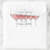 Elegant rode wijnbril rechthoekige sticker (Tas)