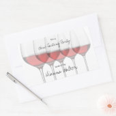 Elegant rode wijnbril rechthoekige sticker (Envelop)