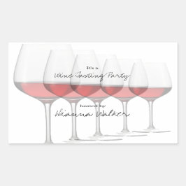 Elegant rode wijnbril rechthoekige sticker
