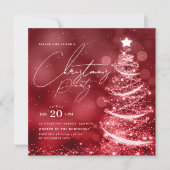 ELEGANT Rode Winter Kerstboom Feest Kaart (Voorkant)