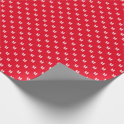 Elegant rode witte aangepaste monogram initiaal le cadeaupapier (Hoek)