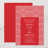 Elegant rode witte aziatische bruiloft. Klassiek C Kaart (Voorkant / Achterkant)