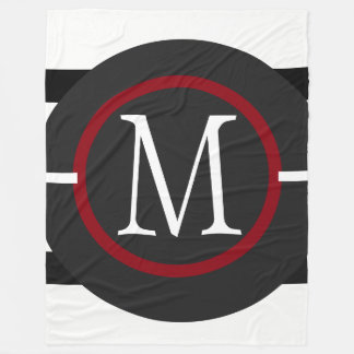 Elegant rode, witte en zwarte lijnen met monogram fleece deken
