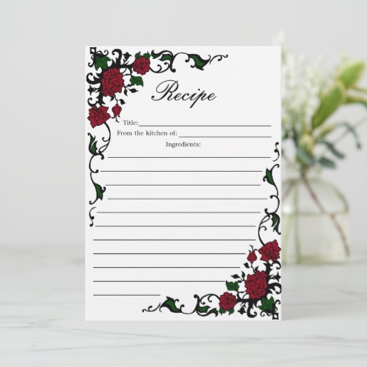 Elegant roes Recipe Kaarten (Staand voorkant)