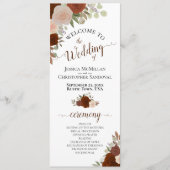 Elegant Roest Sinaasappel Chique Waterverf Bloemen Programmakaart (Voorkant)