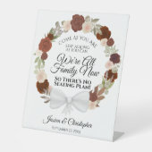 Elegant Roest Sinaasappel Rozen Open Zitten Bruilo Reclamebord Met Voetstuk (Voorkant)