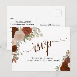 Elegant Roest Sinaasappel Waterverf Rozen Bruiloft Briefkaart