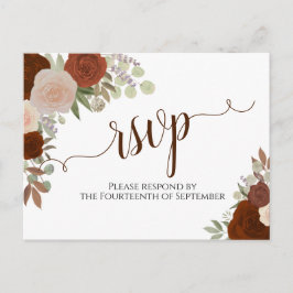 Elegant Roest Sinaasappel Waterverf Rozen Bruiloft Briefkaart