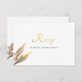 Elegant roestbruin blad RSVP goudbruiloft Kaart (Voorkant / Achterkant)