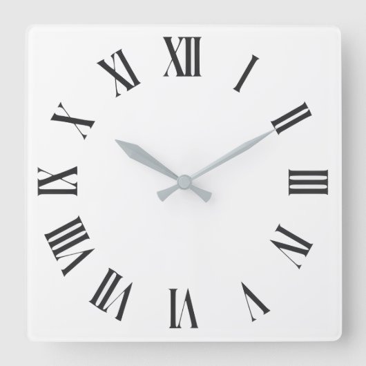 Elegant Roman Numerals Clock Face Design Vierkante Klok (Voorkant)