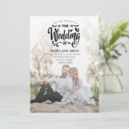 Elegant Romance | Minimalistisch tweedaags fotohuw Kaart (Staand voorkant)