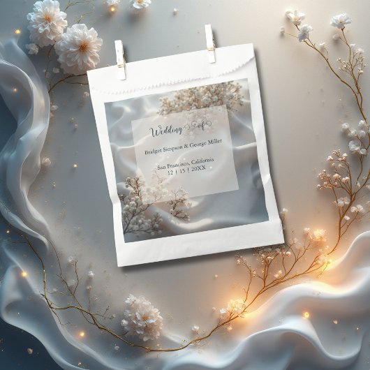 Elegant romantic babys breath floral wedding bedankzakje