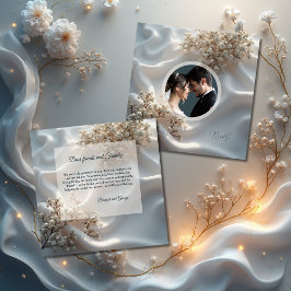 Elegant romantic babys breath floral wedding photo bedankkaart