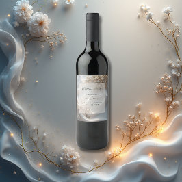 Elegant romantic babys breath floral wedding wijn etiket