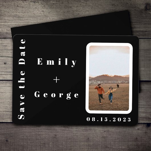 Elegant Romantic Black en White Modern Wedding Save The Date