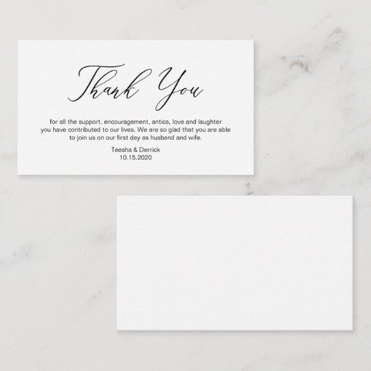 Elegant Romantic, Black font, Wedding Hartelijk da Informatiekaartje (Voorkant / Achterkant)