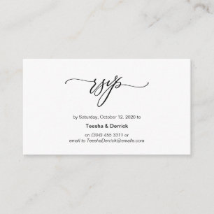 Elegant Romantic, Black Font, Wedding RSVP Informatiekaartje