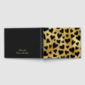 Elegant Romantic Black Gold Heart Pattern Gastenboek (Volledig)