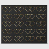 Elegant Romantic Black & Gold Intertwined Hearts Cadeaupapier (Vlak)