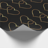 Elegant Romantic Black & Gold Intertwined Hearts Cadeaupapier (Hoek)