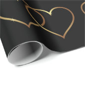 Elegant Romantic Black & Gold Intertwined Hearts Cadeaupapier (Rol Hoek)