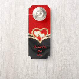 Elegant & Romantic Black Gold & Red Hearts Room Deurhanger