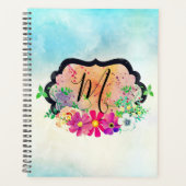 Elegant Romantic Black Lijst Floral Bouquet Planner (Voorkant)
