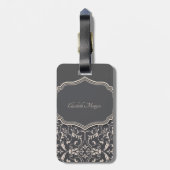 Elegant Romantic Black, Swirls Personalized Bagagelabel (Achterkant verticaal)
