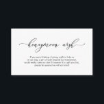 Elegant Romantic, Black, Wedding Honeymoon Wish Informatiekaartje<br><div class="desc">Dit is de Modern Elegant Romantic,  Black calligraphy,  Wedding Honeymoon Wish Enclosure Card. U kunt de doopvontkleuren veranderen,  en uw trouwdetails in de passende doopvont/het schrijven toevoegen. #TeeshaDerrick</div>