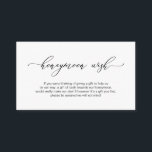 Elegant Romantic, Black, Wedding Honeymoon Wish Informatiekaartje<br><div class="desc">Dit is de Modern Elegant Romantic,  Black calligraphy,  Wedding Honeymoon Wish Enclosure Card. U kunt de doopvontkleuren veranderen,  en uw trouwdetails in de passende doopvont/het schrijven toevoegen. #TeeshaDerrick</div>