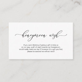 Elegant Romantic, Black, Wedding Honeymoon Wish Informatiekaartje