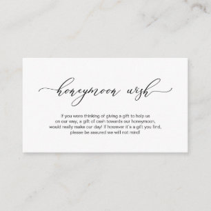 Elegant Romantic, Black, Wedding Honeymoon Wish Informatiekaartje