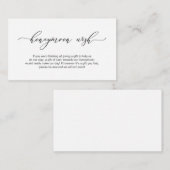 Elegant Romantic, Black, Wedding Honeymoon Wish Informatiekaartje (Voorkant / Achterkant)