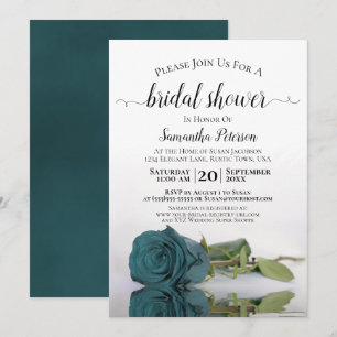 Elegant Romantic Blauwgroen Roos Vrijgezellenfeest Kaart