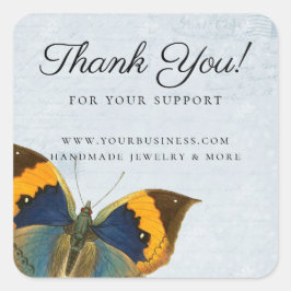 Elegant Romantic Blue  Butterfly Ephemera Vierkante Sticker