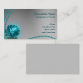 Elegant & Romantic Blue Crystal Flower & Pearls Visitekaartje (Voorkant / Achterkant)