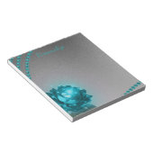 Elegant Romantic Blue Crystal Roos Pearls Notitieblok (Schuin)