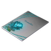 Elegant Romantic Blue Crystal Roos Pearls Notitieboek (Linkerzijde)
