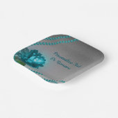 Elegant Romantic Blue Crystal Roos Pearls Papieren Bordje (Gebogen)